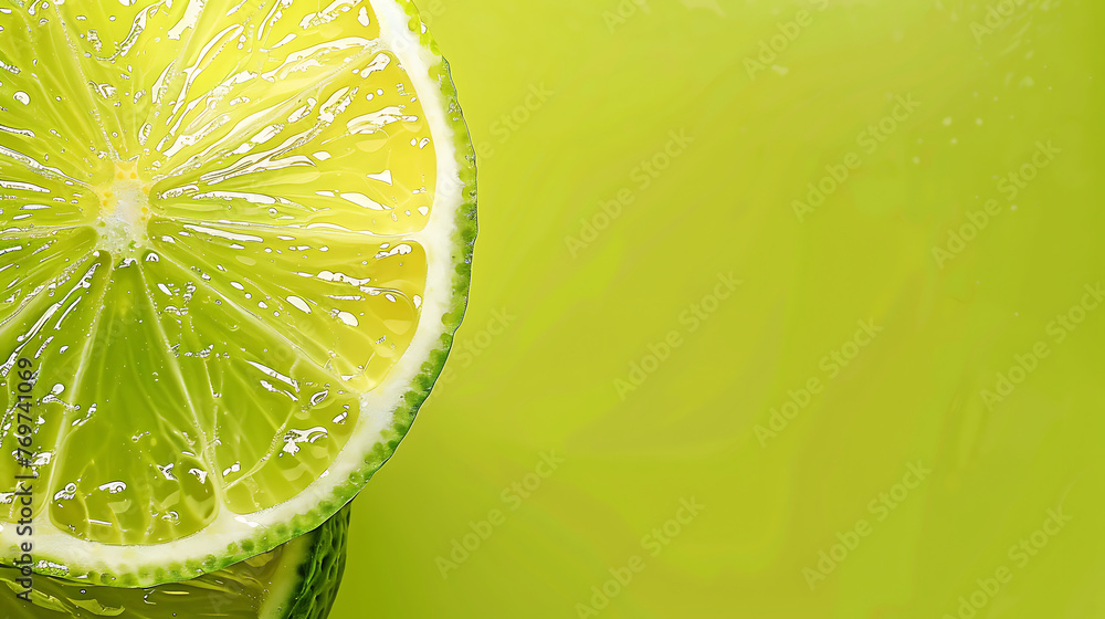 Wall mural Fresh Green lime background illustration with copy space. generative ai