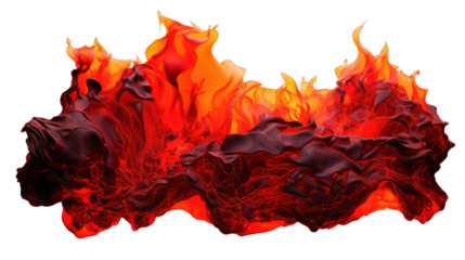 Molten hot lava isolated on transparent a white background