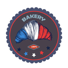 Bakery vector label with croissant in vintage style