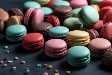 Fototapeta na wymiar Macaroons or Macaron in different colours