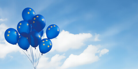 A Background , europe balloons ,European Union Flag
