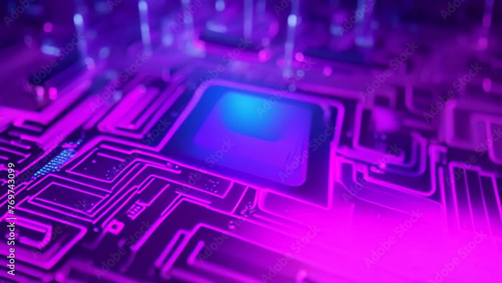 Poster circuit board background. 3d rendering, 3d illustration, abstract computer circuit board and ic chip