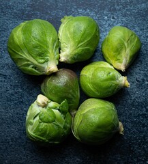 Brussels sprouts in a dark background