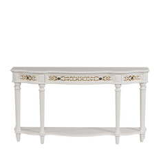 White old console table. Wooden console table isolated.