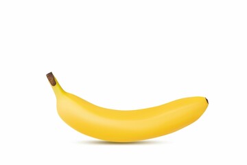 Single yellow banana isolated against a white background