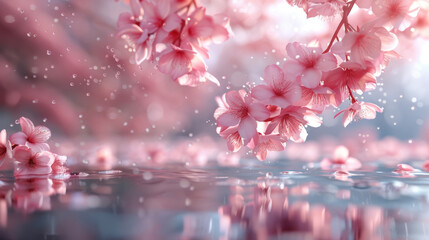 Fototapeta premium Baptism under a blooming cherry blossom tree