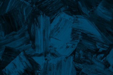 Array of black and blue spatula strokes abstract paining arranged in a decorative display - obrazy, fototapety, plakaty