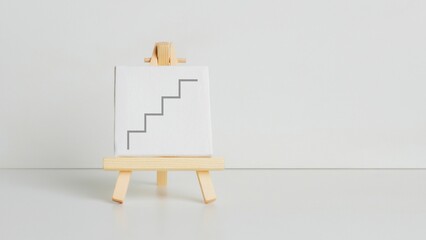 stairs painted on a white miniature canvas