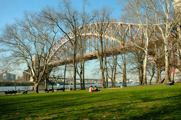 The Hells Gate Bridge in Astoria Park, Queens, New York