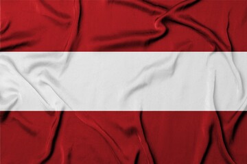 Digital render of an Austrian flag on a wrinkled fabric material - obrazy, fototapety, plakaty