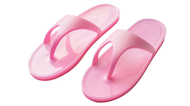 Pink flip flops isolated on transparent a white background 