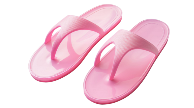 Pink flip flops isolated on transparent a white background 