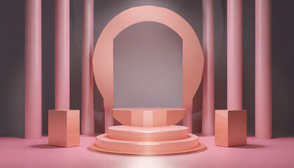 Modern background platform with pink glass podium. Background vector 3d rendering crystal....