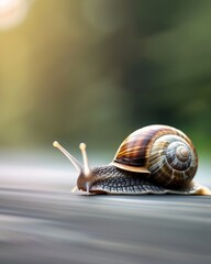 A snail in a slowmoving bureaucracy, representing patience and steady progress in administrative tasks - obrazy, fototapety, plakaty