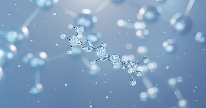 Pyridoxine, rotating 3D model of vitamin b6, seamless looped video, molecular structure with selective focus