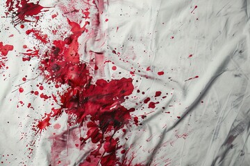Abstract image of a white shirt and red acrylic paint splatter, symbolizing the chaos and beauty of the creative process
