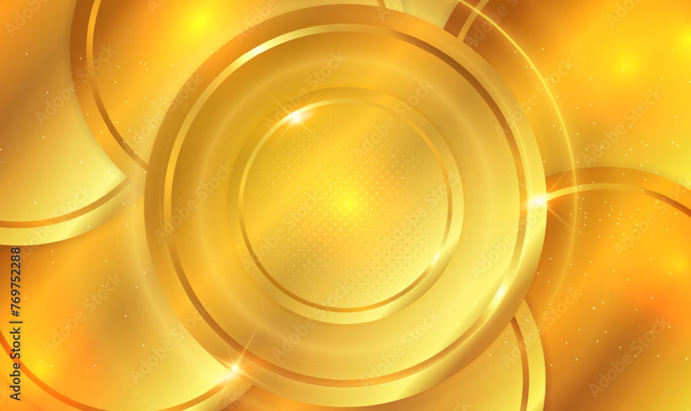 Poster luxury abstract golden background with circles overlap layers pattern. modern luxury futuristic back