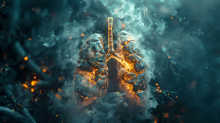 Lung disease frome smoking , air pollution.. generative ai - obrazy, fototapety, plakaty