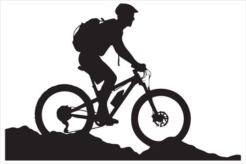 Mountain bike riding silhouette vector