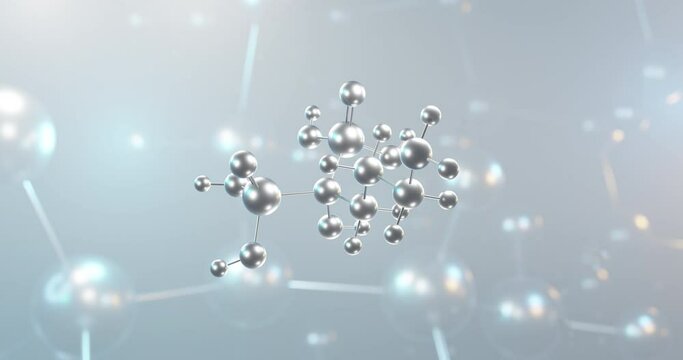 Alendronic acid rotating 3d molecule, molecular structure of bone resorption inhibitors, seamless video