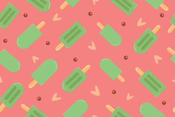 Matcha ice cream seamless pattern. Vector illustration