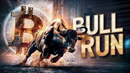 Bitcoin Bull Market: Digital Currency Surge with Charging Bull 