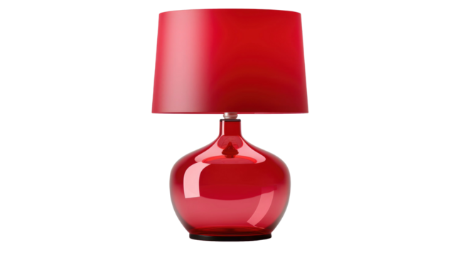 Red lamp isolated on transparent a white background