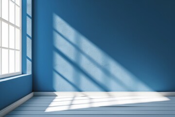 KS Abstract background with shadows of window on blue wal.