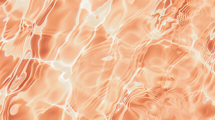 Flat lay water texture wavy peach fuzz background. Spa, cosmetics or summer concept - Powered by Adobe