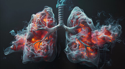 Lung disease frome smoking , air pollution.. generative ai - obrazy, fototapety, plakaty