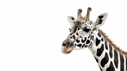 Different,Unique giraffe with zebra stripes on a white background with room for text or copy space - Powered by Adobe