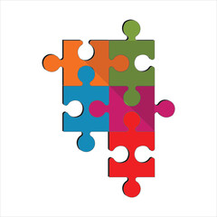 Colorful puzzle jigsaw icon vector Flat design template vector illustration. Eps 10. Geometric Puzzle Pieces. Infographic Base In Retro Colors