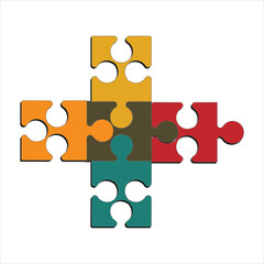 Colorful puzzle jigsaw icon vector Flat design template vector illustration. Eps 10. Geometric Puzzle Pieces. Infographic Base In Retro Colors