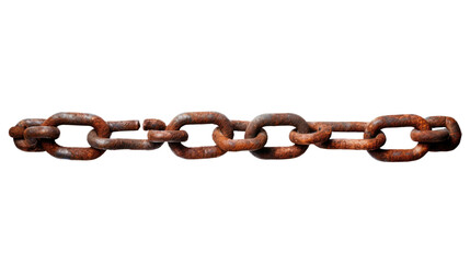 Fototapeta premium Rusty chain square isolated on transparent a white background