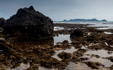 Calm coastal landscape with rocks
