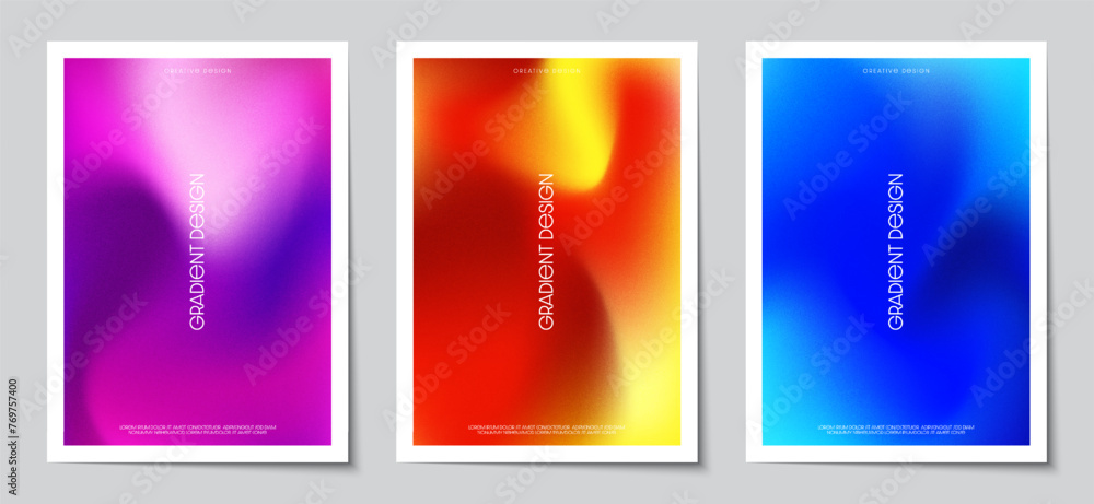 Poster gradient blurred backgrounds set with modern abstract colorful patterns graphic. design template col