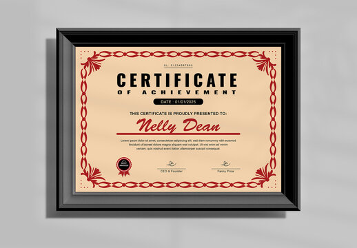 Certificate Layout With Red Accents