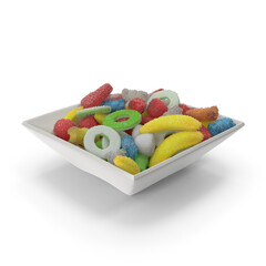 Square Bowl with Sugar Coated Gummy Candy.