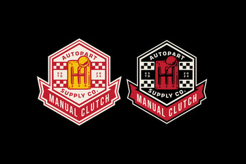 gear shifter with transmission lever badge logo design for automotive, garage, adventure and racing