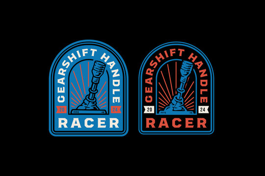 transmission stick or lever badge logo design for automotive, garage, adventure and racing