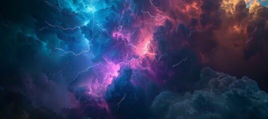 KS abstract background of dark stormy clouds with lightni