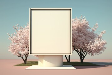Billboard Surrounded by Trees Against Sky Background