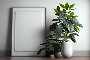 Potted Plant Next to White Framed Picture