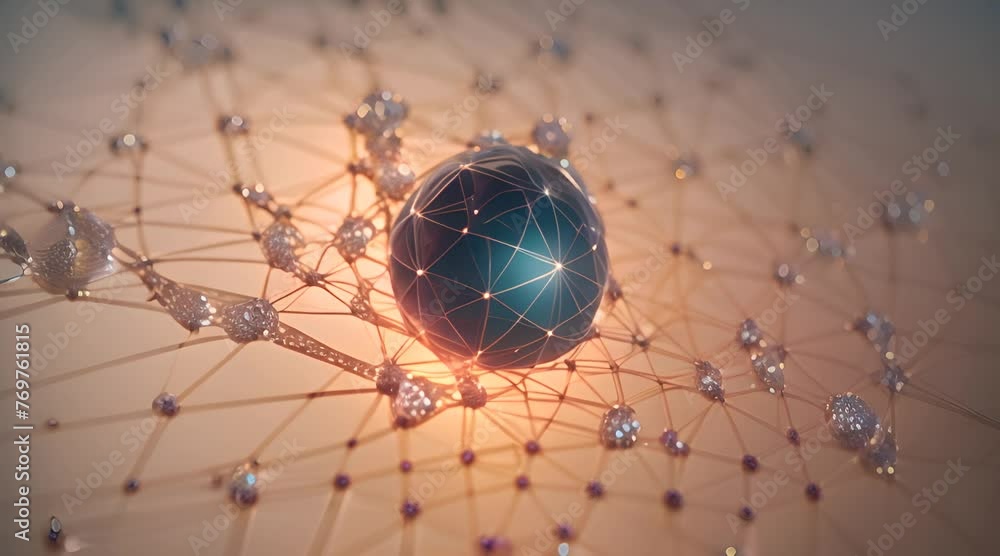 Poster very fine and intricate network represented by line and dots over a space like a galaxy video