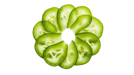 sliced Green pepper isolated on transparent a white background 