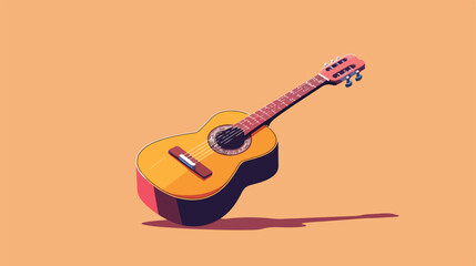 Acoustic guitar music instrument flat cartoon vactor