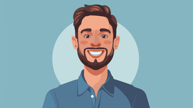 Adult man smiling flat cartoon vactor illustration