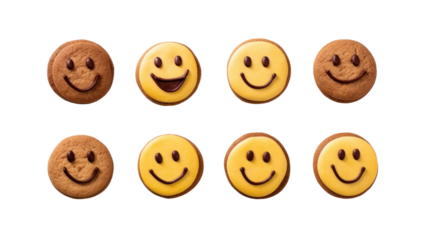 Smiley cookies isolated on transparent a white background 