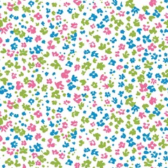 Floral seamless pattern. Vibrant spring summer bloom. Colorful abstract botanical print for textiles, wallpapers and stationery. Modern illustration isolated on white background