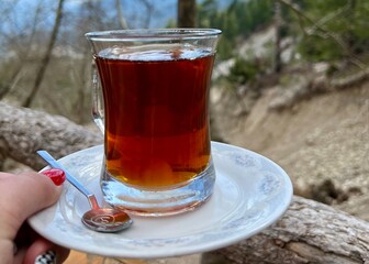 Turkish tea in traditional glass cup